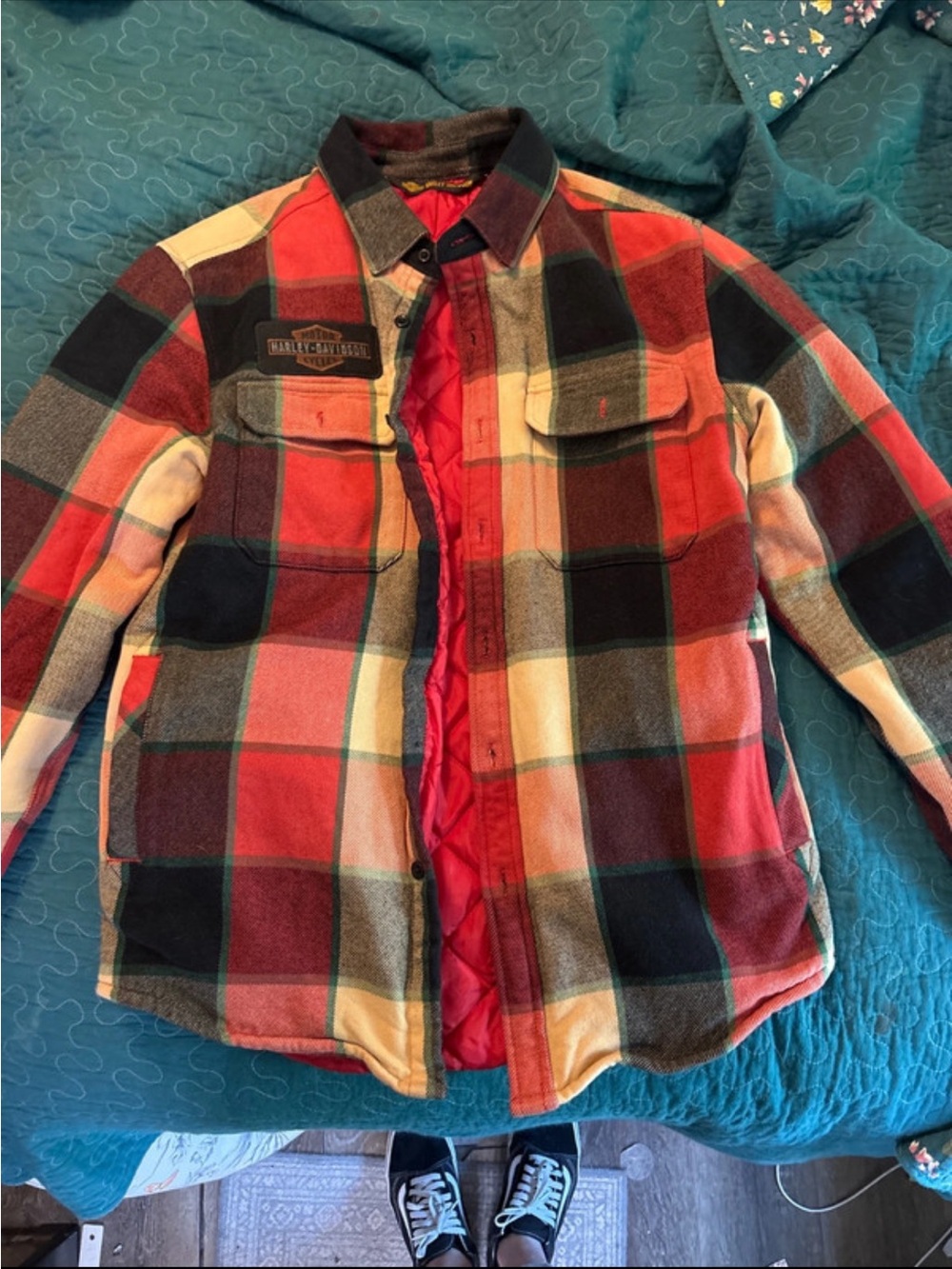 Harley-Davidson Red & Black Plaid Lightweight Shirt Jacket